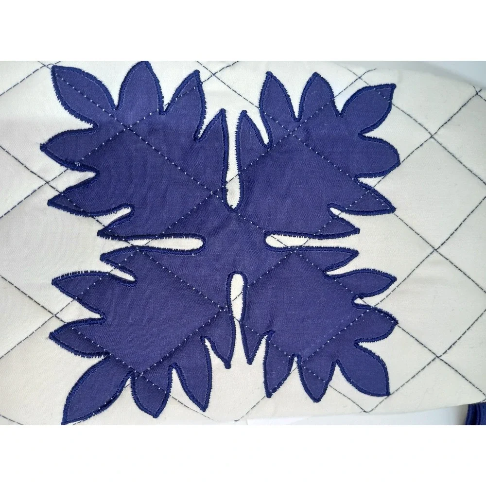 NEW HAWAIIAN Applique Quilted Potholder‎ Blue  Made In Honolulu Poi Happy